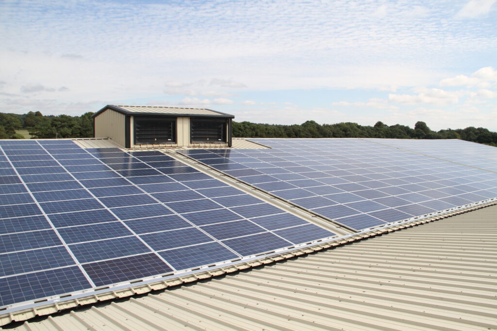 Solar panel installation on agricultural barn West Sussex