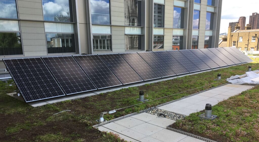 4.5KW Flat Roof Mountedsolae PV system on Park Plaza Waterloo Hotel